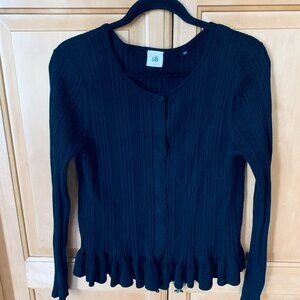 CABI SWEATER Button Front Placard Covered Snaps Long Sleeves Sz L